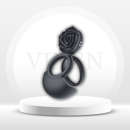 Anneau de Pénis Vibrant NoirPetal Rose pour Couples