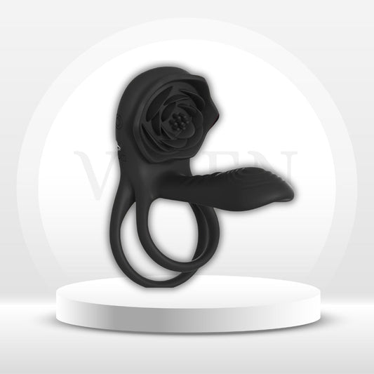 OnyxQuartet Penis Extender Cock Ring Clit Stim 9 Modes
