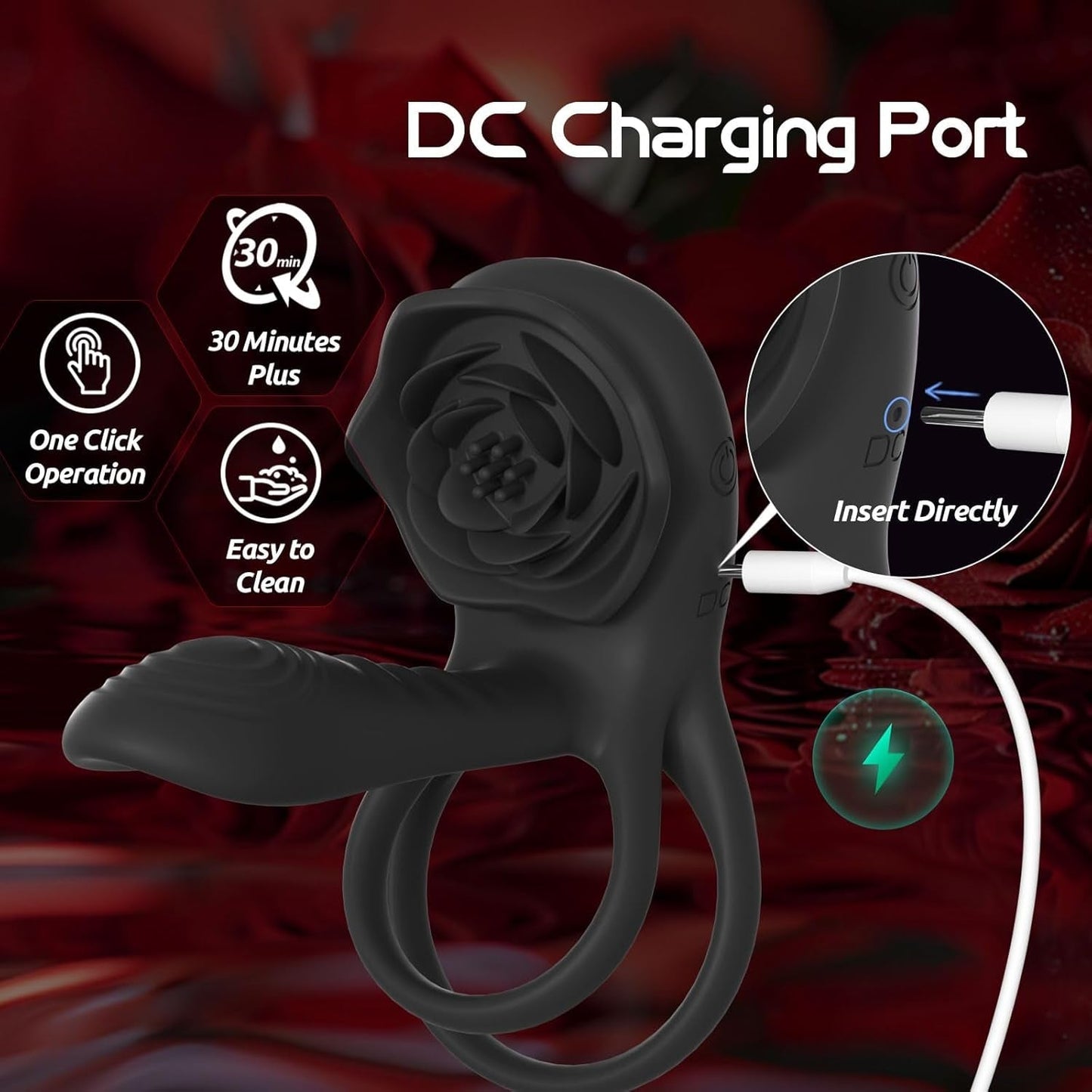 OnyxQuartet Penis Extender Cock Ring Clit Stim 9 Modes