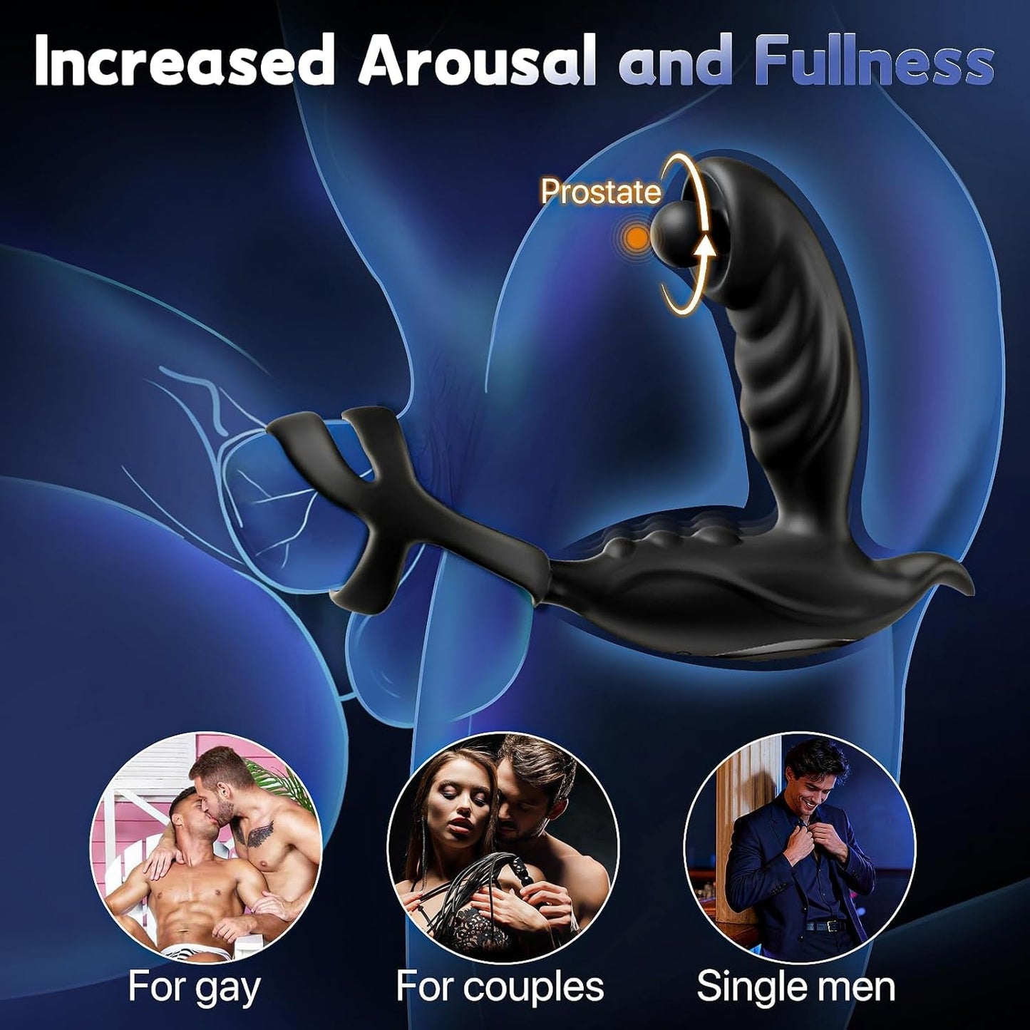 OrbitNoir Thrusting Prostate Massager Cock Ring 7 Modes