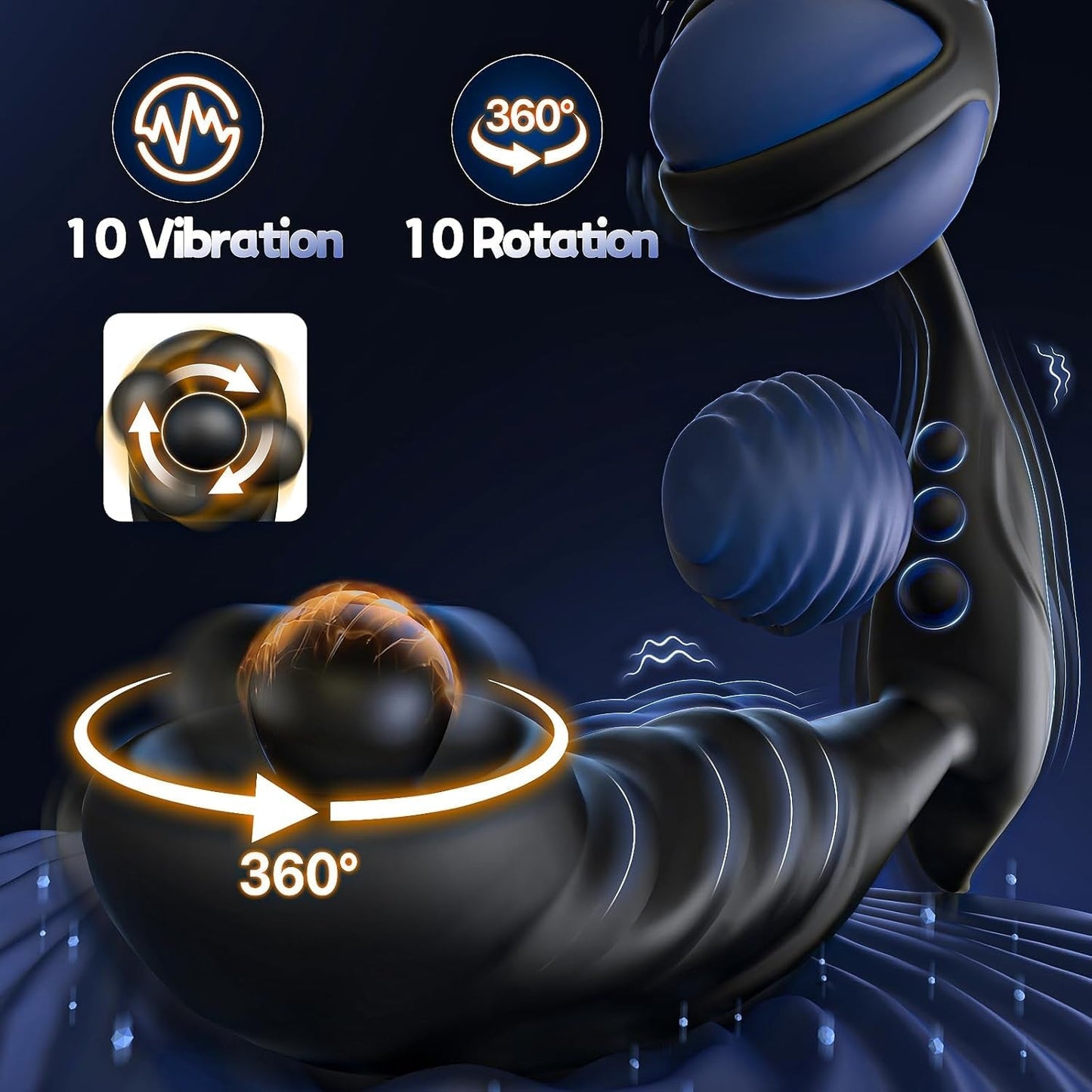 OrbitNoir Thrusting Prostate Massager Cock Ring 7 Modes