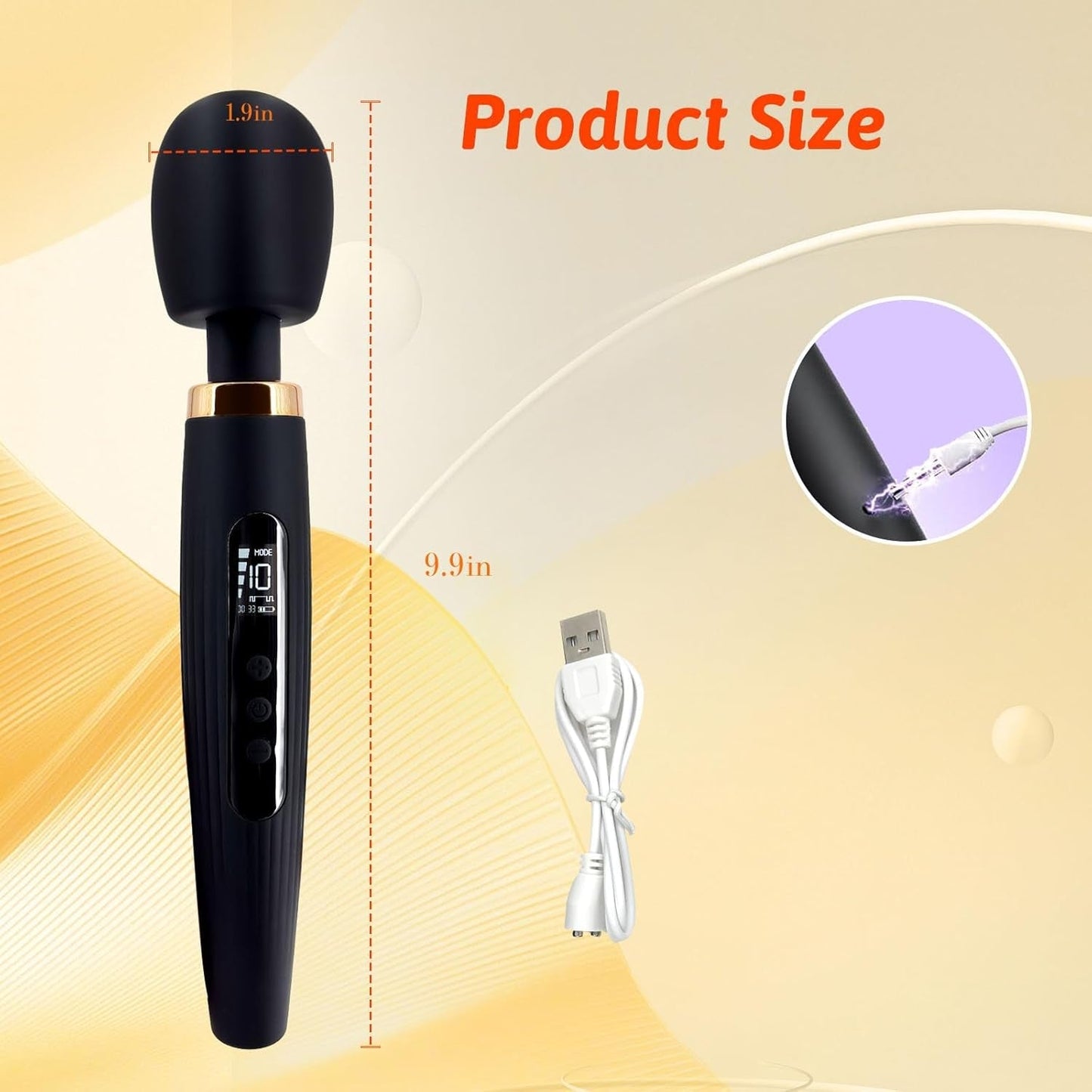 Vibrador de varita OrbLux Premium con 10 patrones de masaje