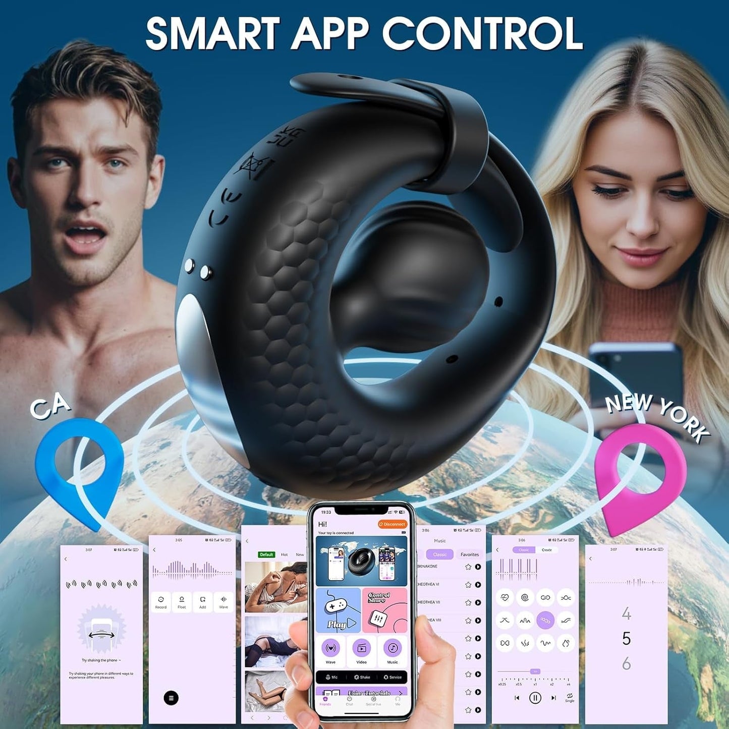 OrbPlay Adjustable Cock Ring Clit Stimulator 10 Modes | App Control