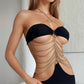 Ultra Sexy Drape Chain Black Dress