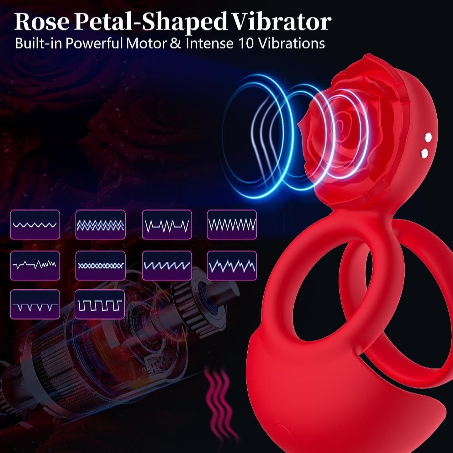 Anneau pénien vibrant PetalBond Rose pour couples