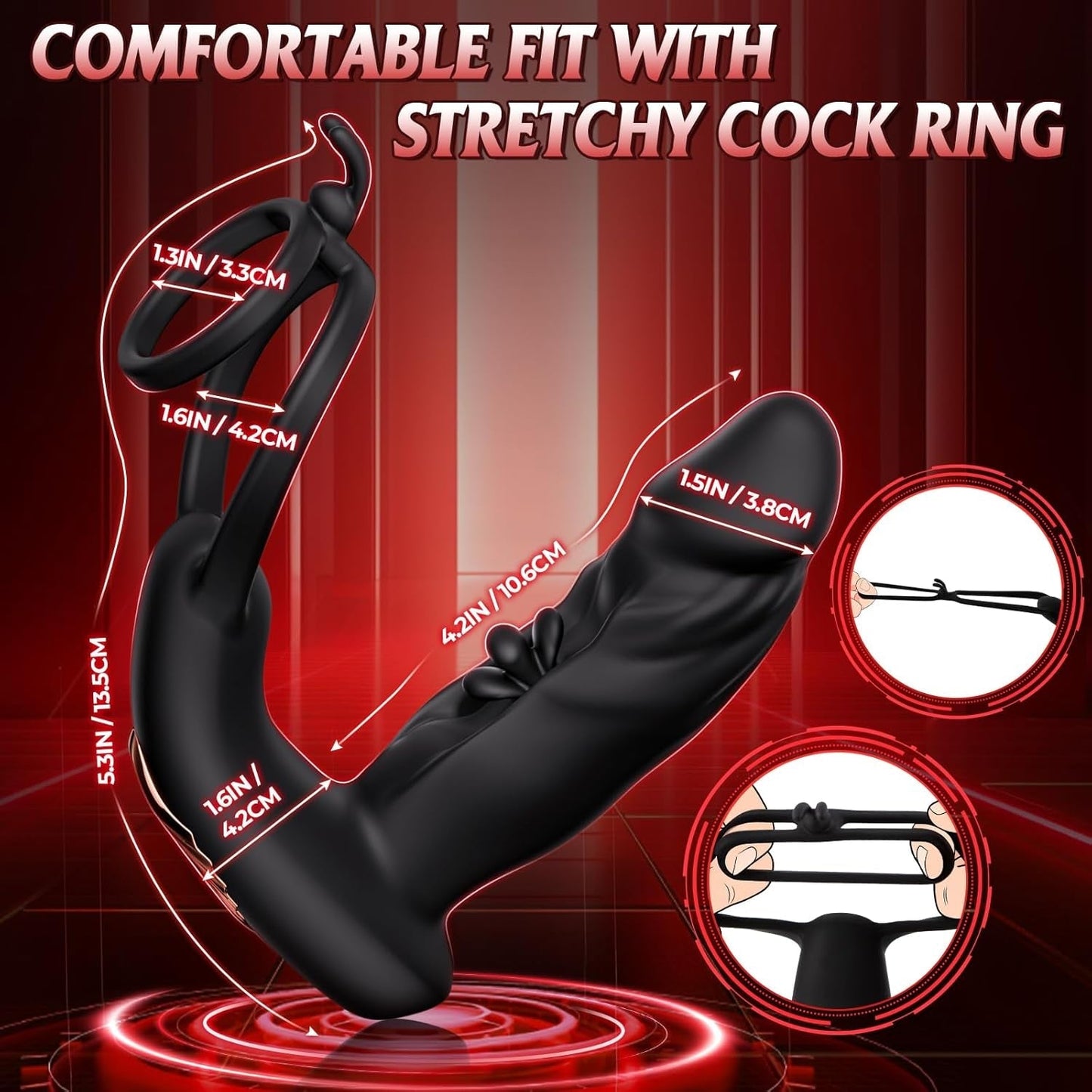 PhantomTouch Prostate Massager Cock Ring | 10 Flap + 10 Vibe