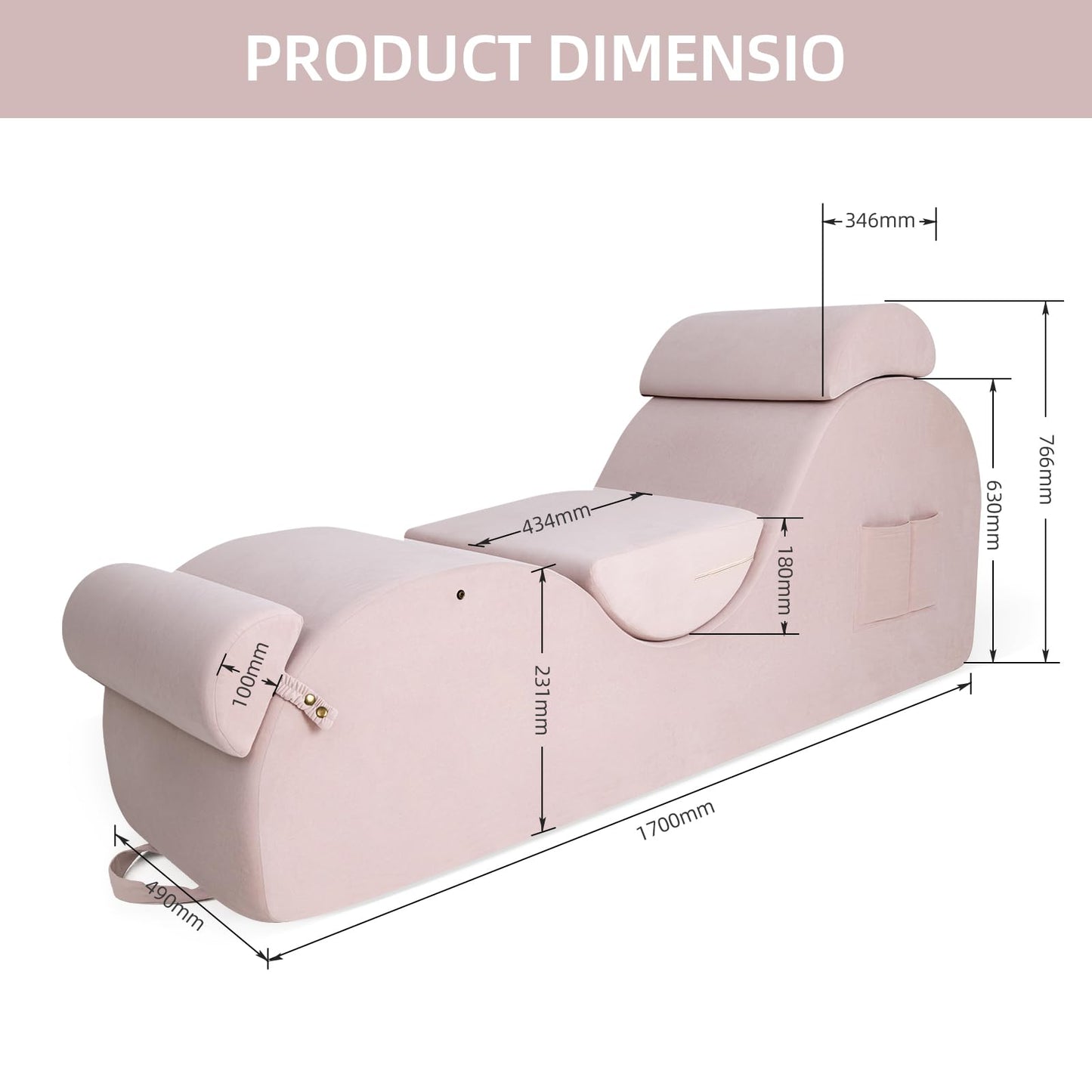 Pink Ergonomic Curved Premium Sex Chaise