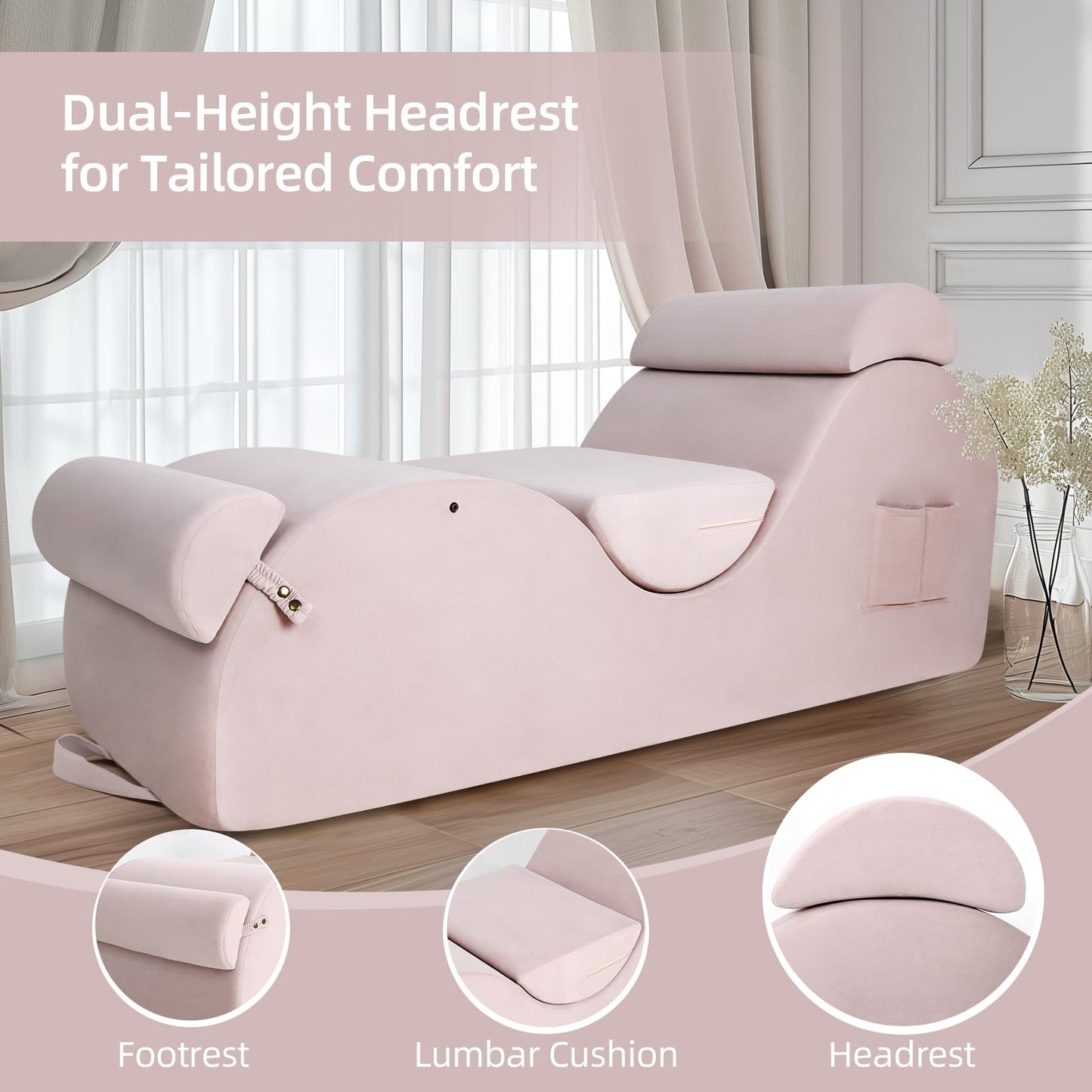 Pink Ergonomic Curved Premium Sex Chaise