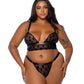 Conjunto de bralette con dije de conejita de Playboy negro y dorado