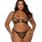Conjunto de Sujetador Playboy de Conejito Metalizado Negro y Dorado