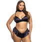 Playboy Blackout Bunny Satin Bralette and Ruffle Thong Set