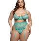 Butterfly Bliss Mint Green Bra & Garter Set