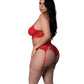 Conjunto de lencería de talla grande con liguero rojo Sugar High 1X-3X
