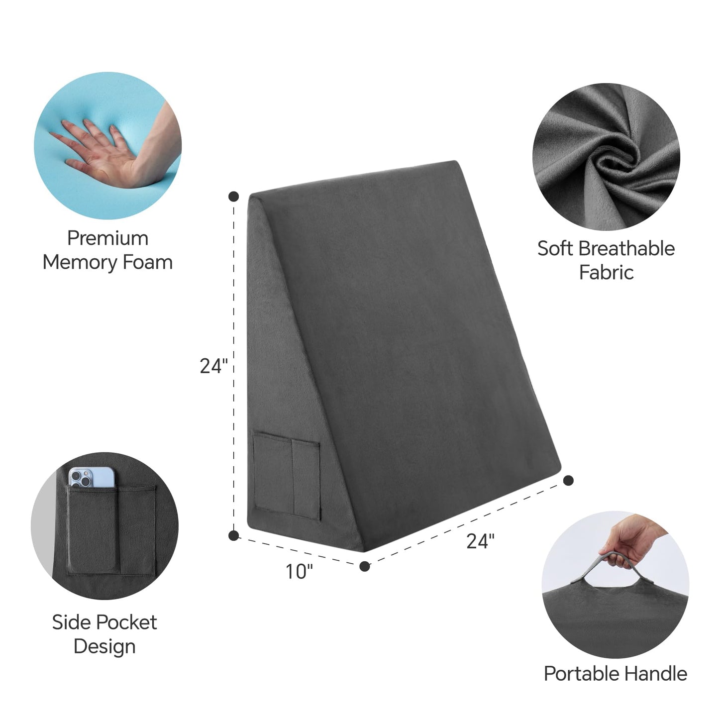 Almohada de cuña de apoyo íntimo para parejas, color gris afelpado