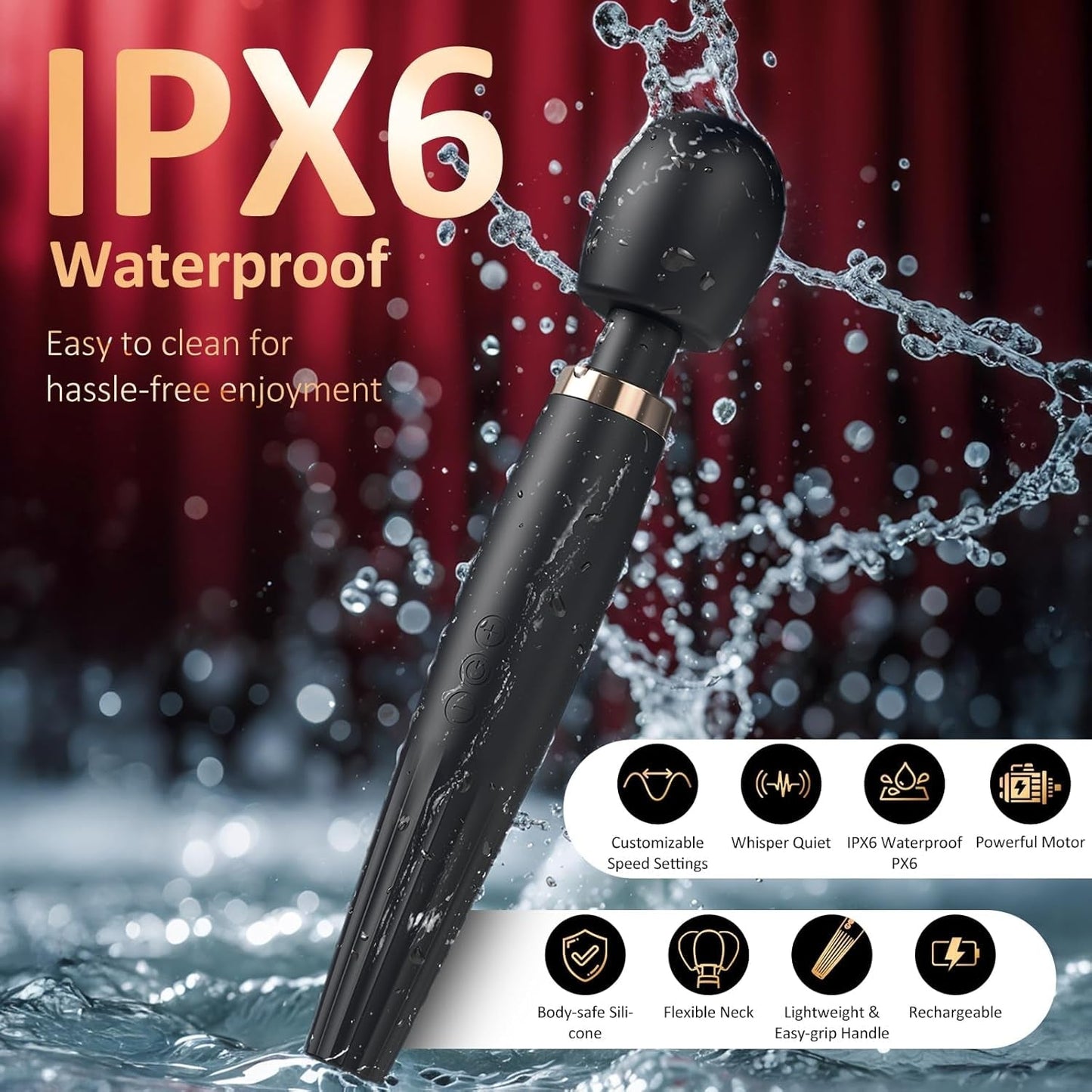 Vibrador de varita prémium PowerGrip