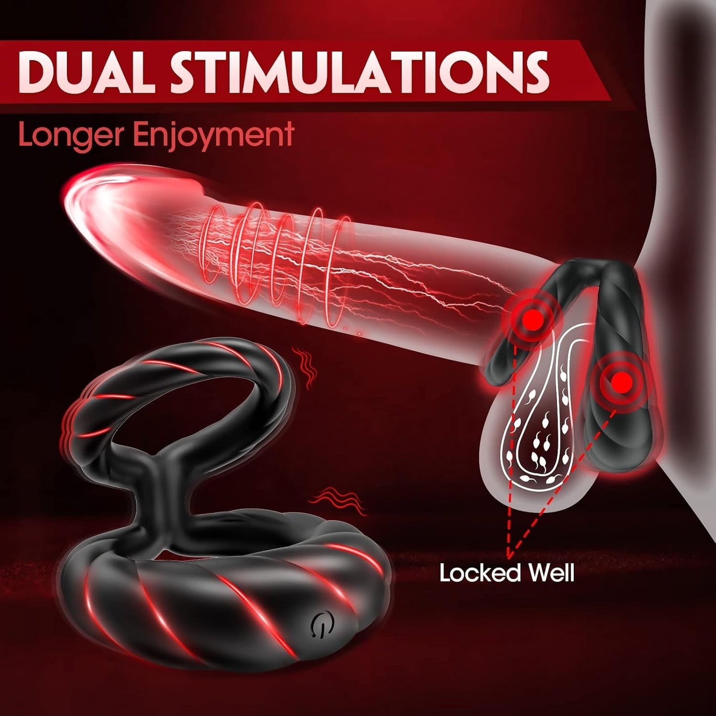 Anillo vibrador doble para pene PowerLock