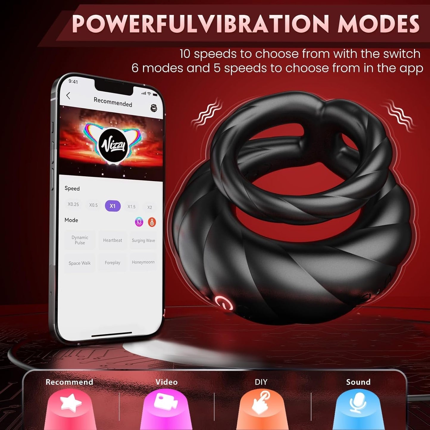 Anillo vibrador doble para pene PowerLock
