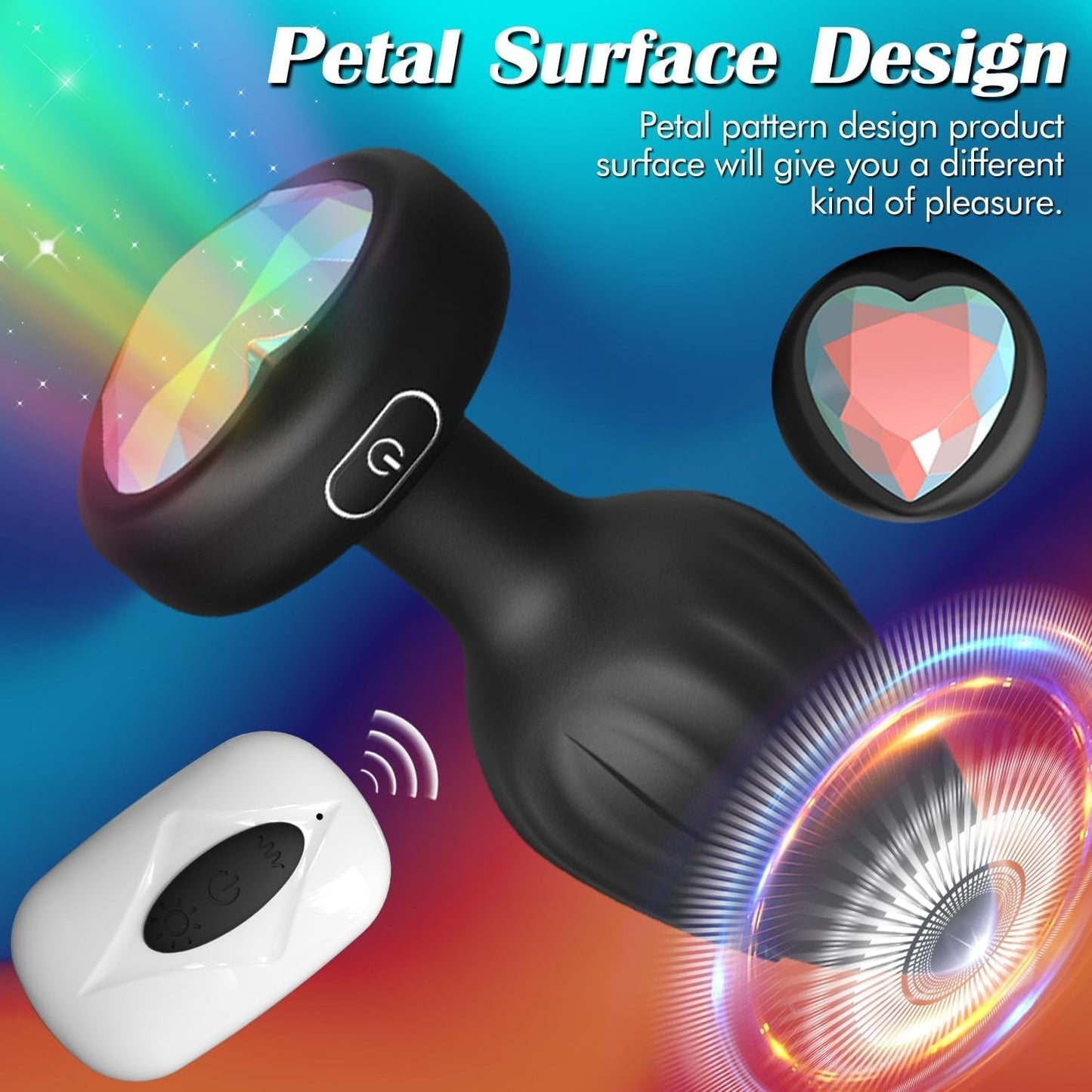 PrismGlow Light-Up Vibrating Butt Plug 10 Modes Remote