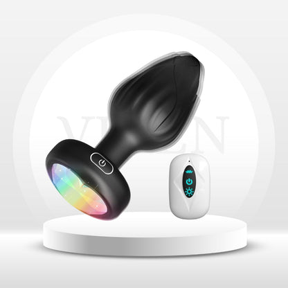 PrismGlow Light-Up Vibrating Butt Plug 10 Modes Remote