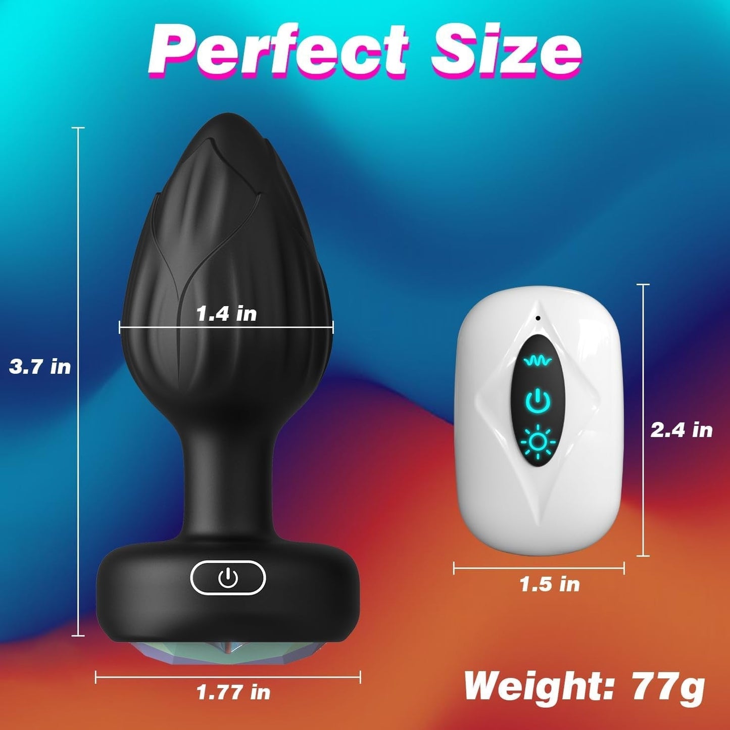 PrismGlow Light-Up Vibrating Butt Plug 10 Modes Remote