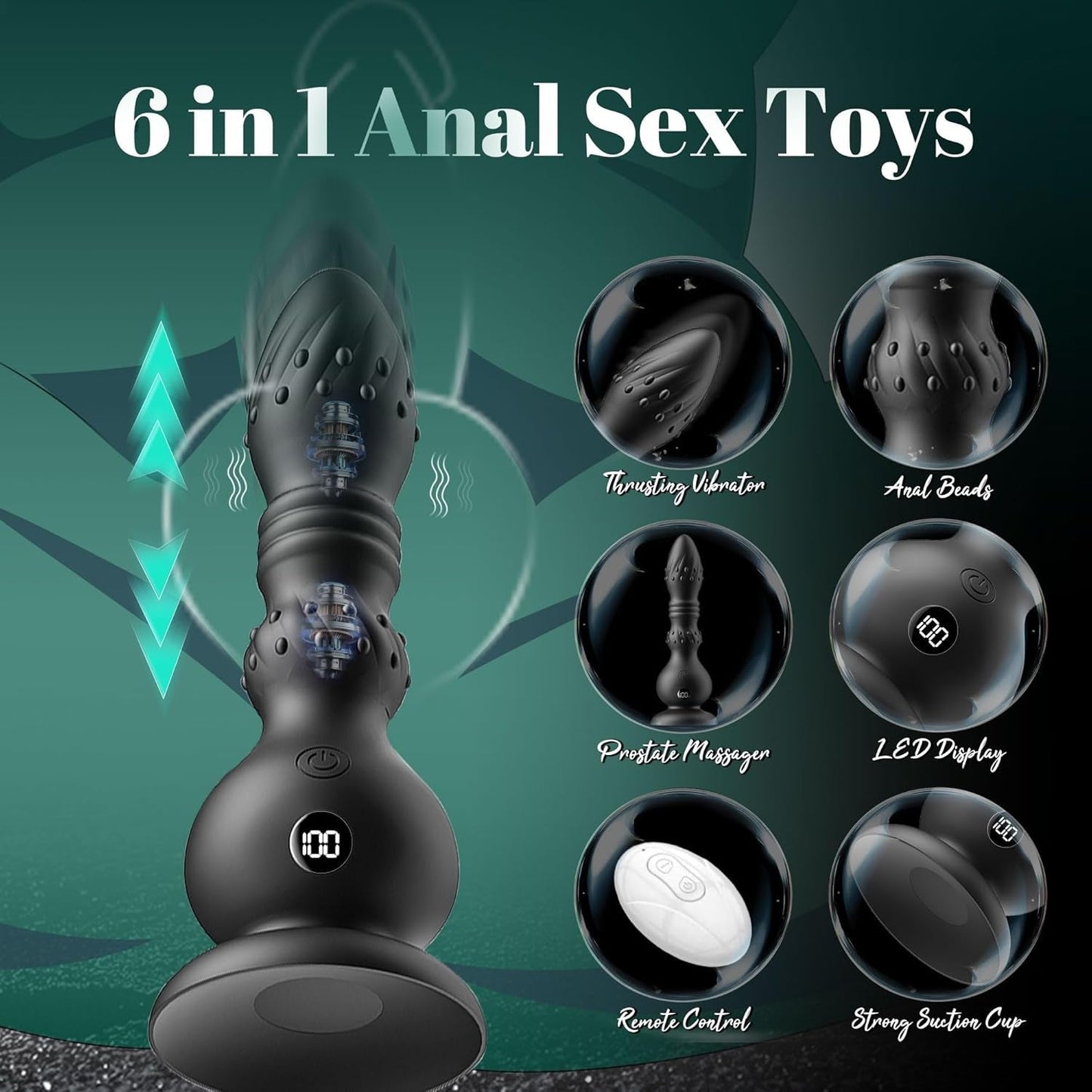 Vibromasseur Anal Propulsif 6-en-1 PulseDrive