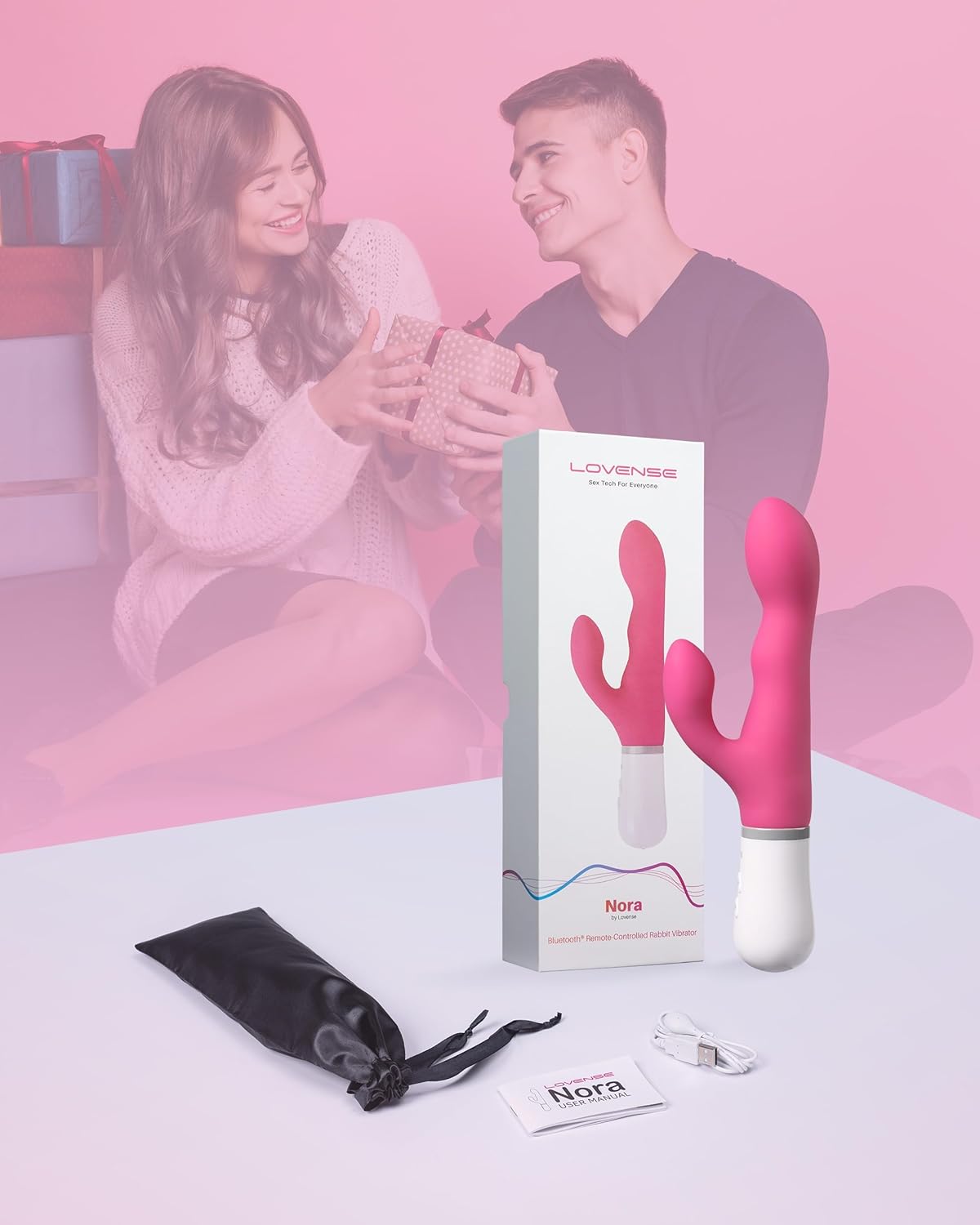 Vibrador de conejo PulsePetal con eje giratorio, controlado por app