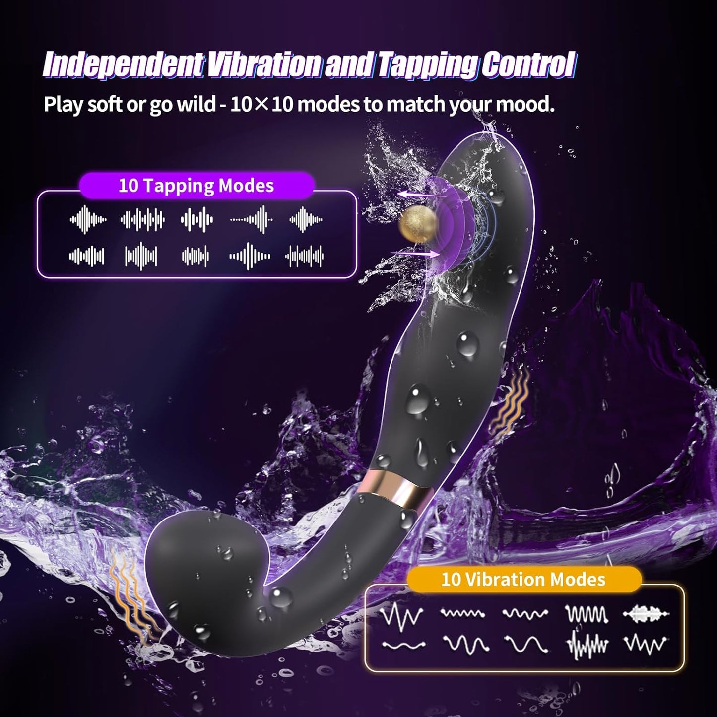 Vibrador de doble extremo PulseSplit Tapping
