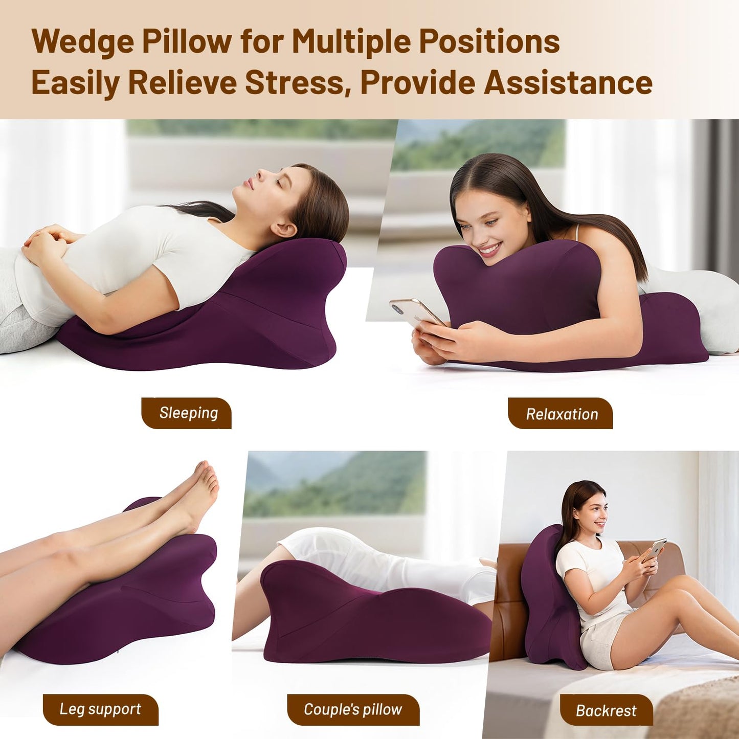 Almohada de Apoyo para Posiciones de Intimidad para Parejas Púrpura