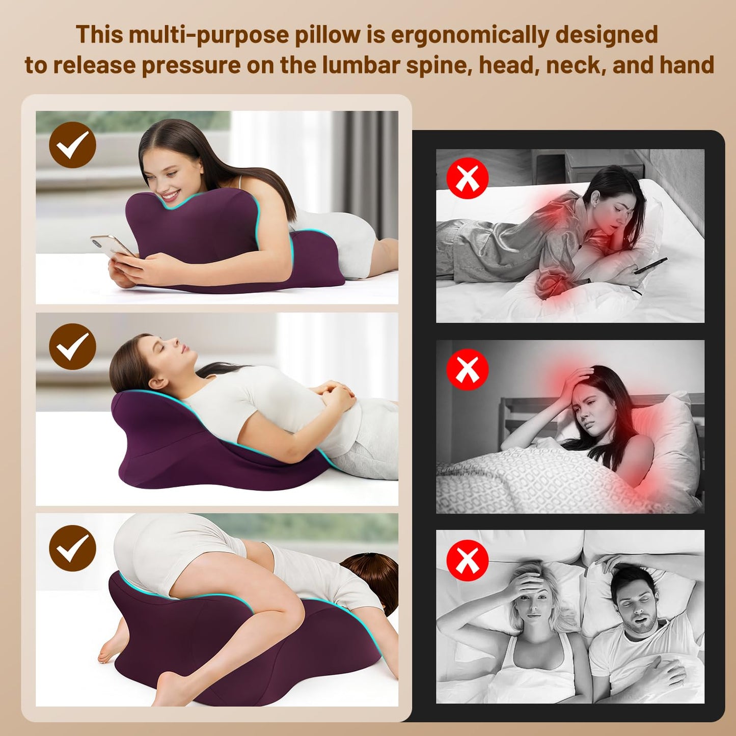 Almohada de Apoyo para Posiciones de Intimidad para Parejas Púrpura