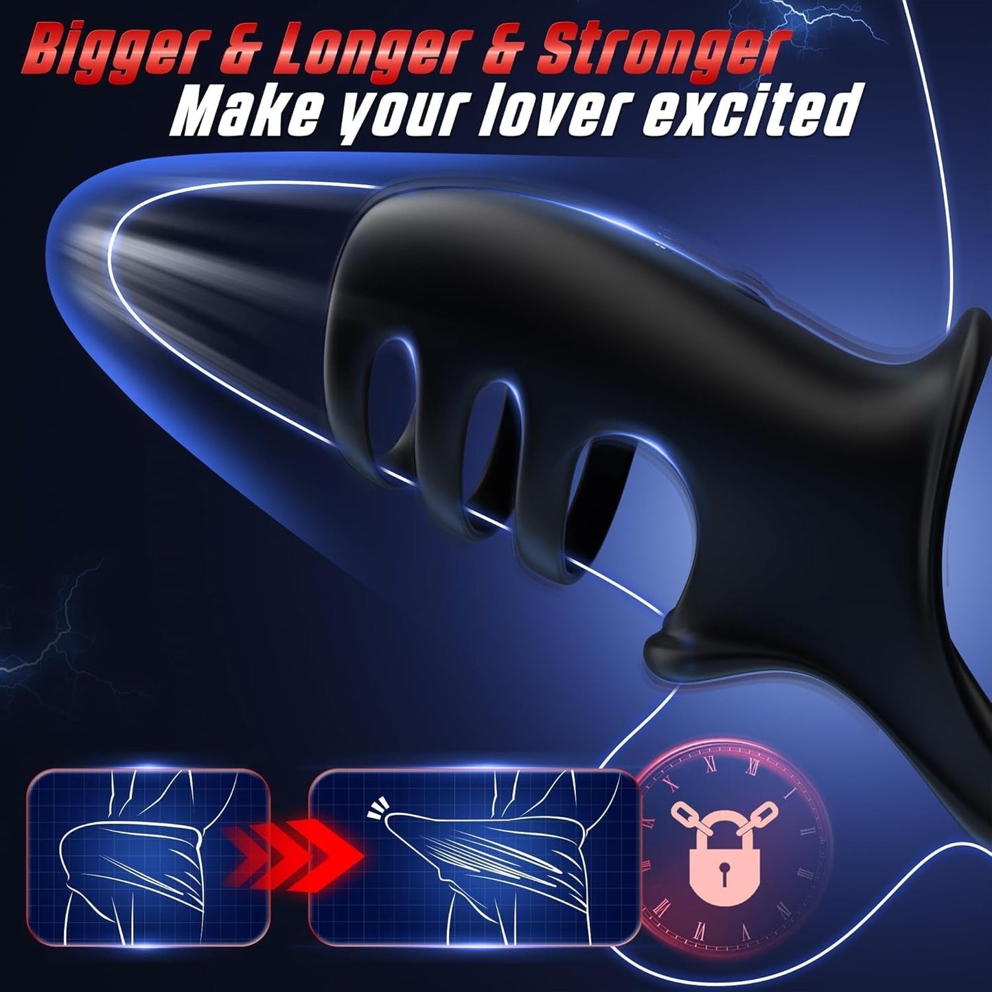 QuadLoop Vibrating Cock Ring Sleeve 10 Modes | Adjustable Fit