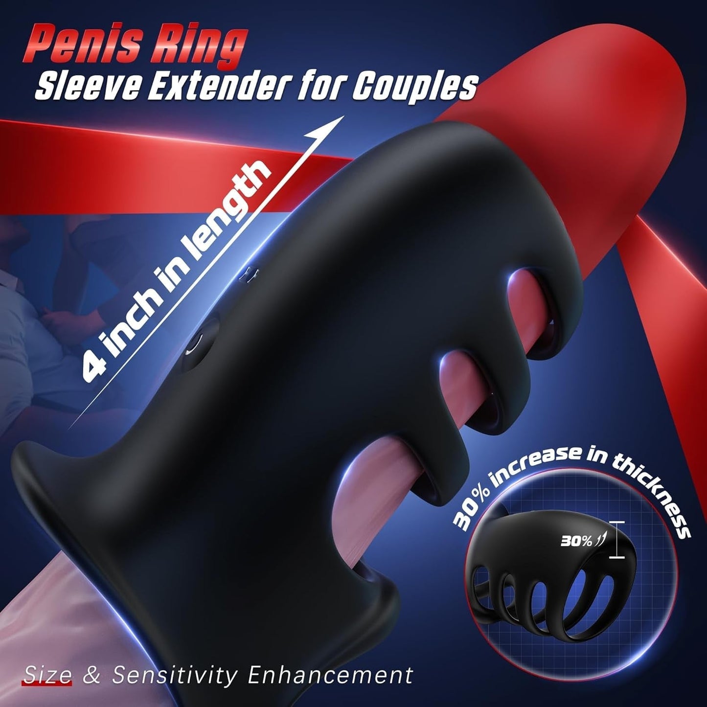 QuadLoop Vibrating Cock Ring Sleeve 10 Modes | Adjustable Fit
