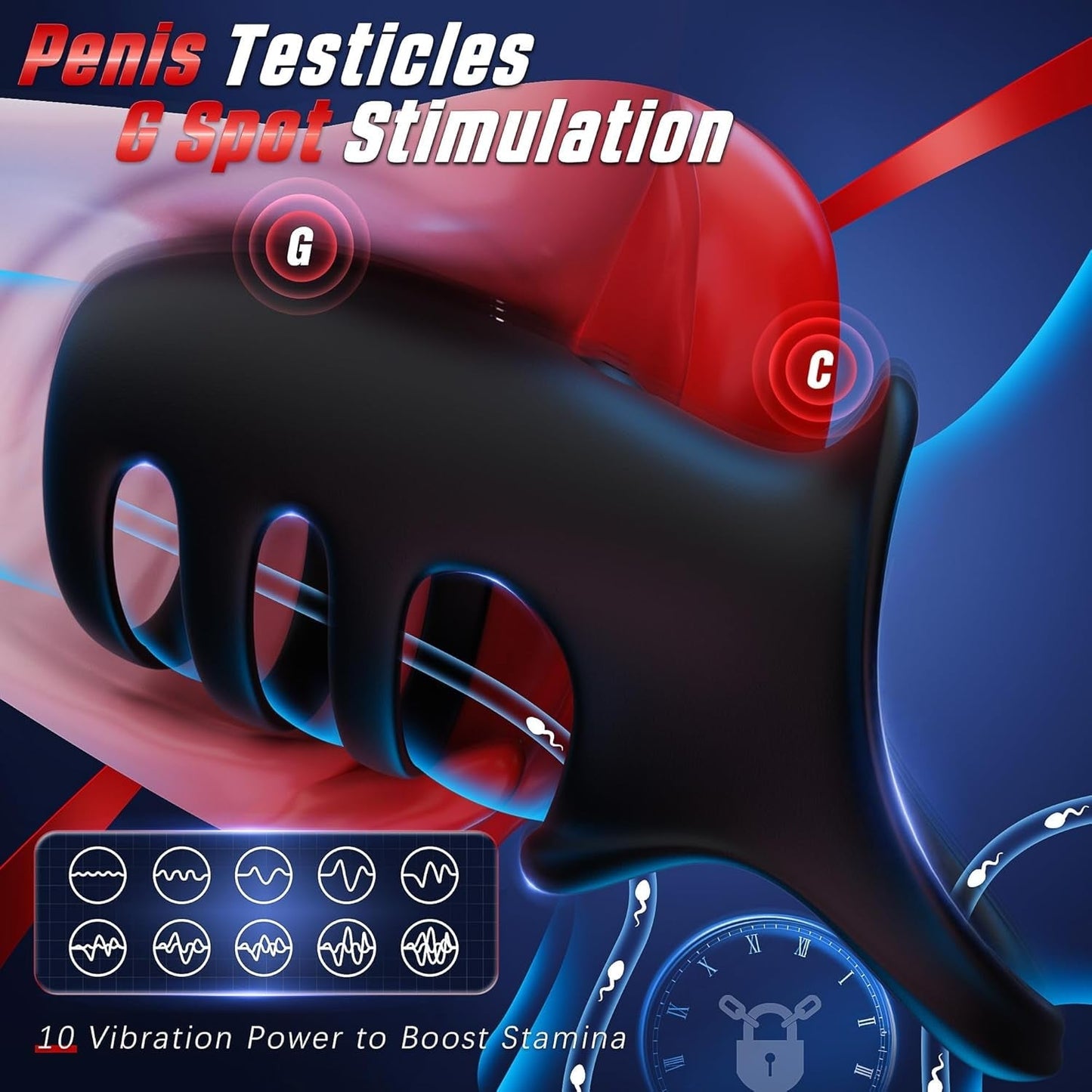 QuadLoop Vibrating Cock Ring Sleeve 10 Modes | Adjustable Fit