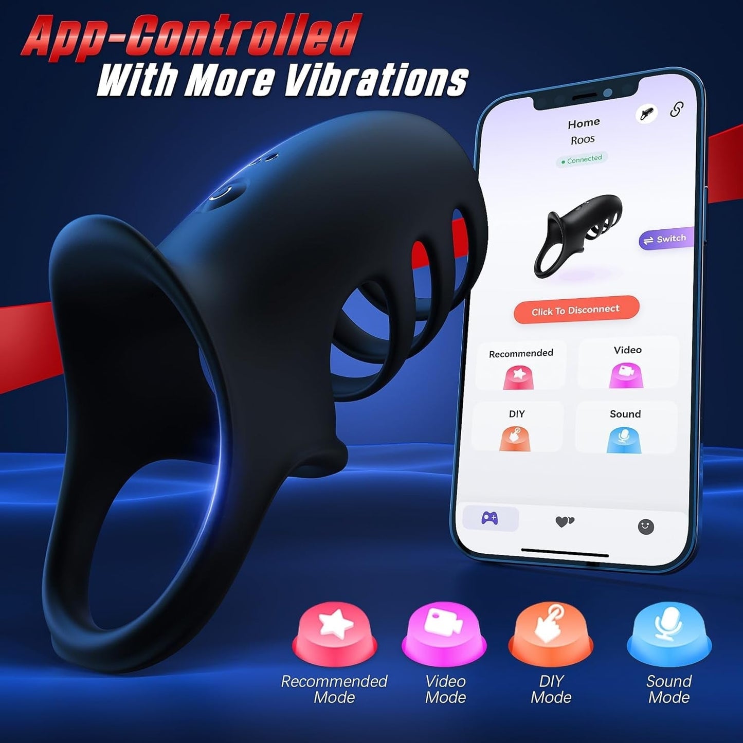 QuadLoop Vibrating Cock Ring Sleeve 10 Modes | Adjustable Fit