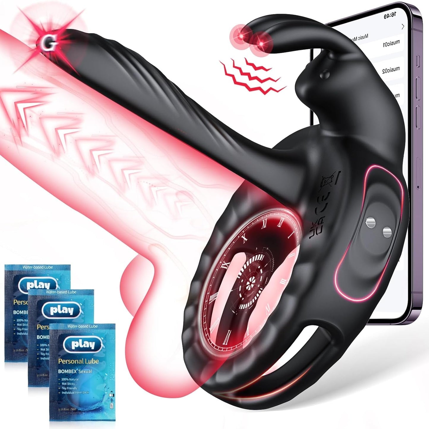 Anillo vibrador para el pene 4 en 1 QuadRush