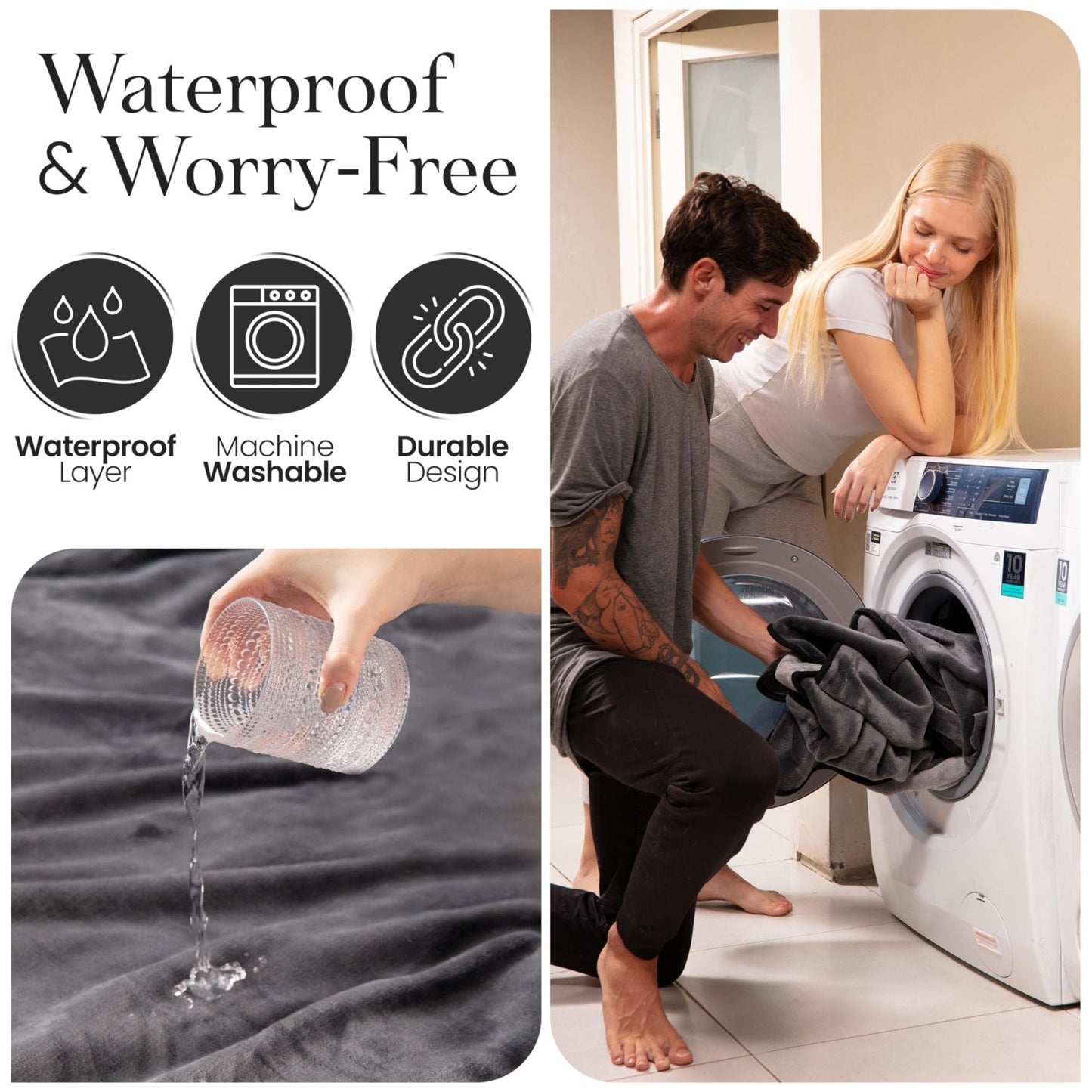 Manta de Felpa Impermeable para Intimidad Tamaño Queen