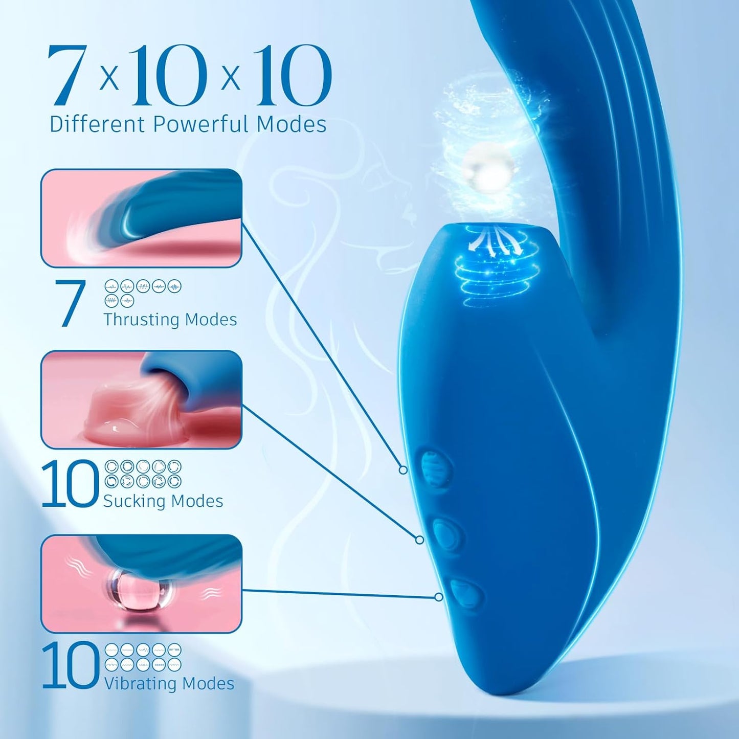 Vibrador de succión y empuje 3 en 1 QueenPulse