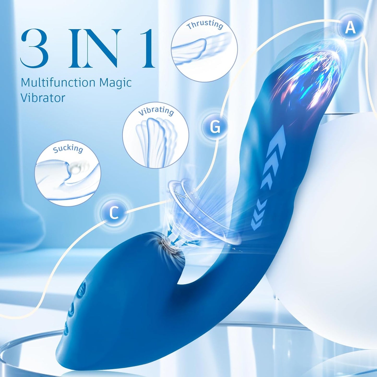 Vibrador de succión y empuje 3 en 1 QueenPulse