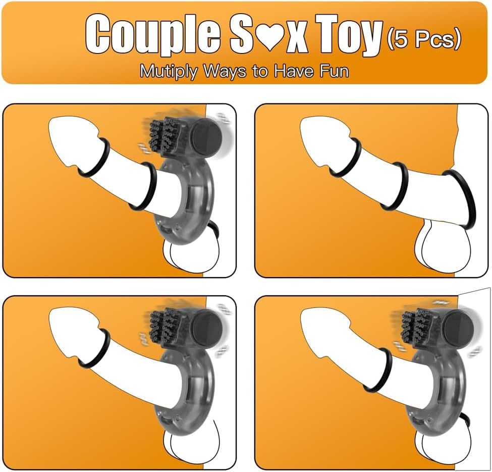 QuintetX Variety Cock Ring 5-Pack | Erection + Clit Vibe