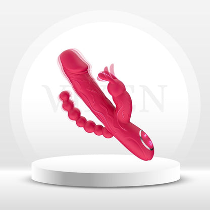 Vibromasseur lapin 3-en-1 RabbitX avec perles anales