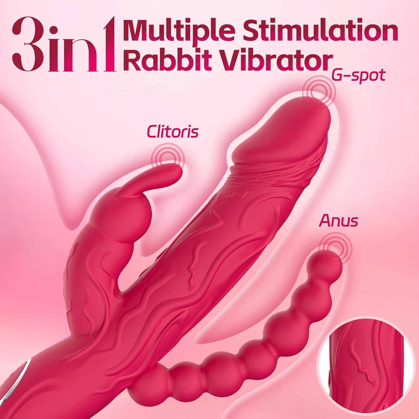 Vibromasseur lapin 3-en-1 RabbitX avec perles anales