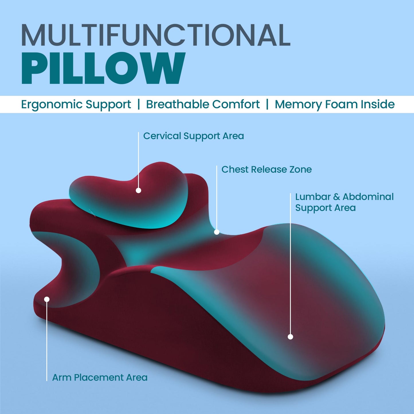 Red Couples Intimate Position Support Wedge Pillow