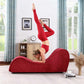 Chaise longue intime en velours rouge