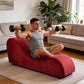 Chaise longue intime en velours rouge