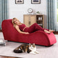 Chaise longue intime en velours rouge