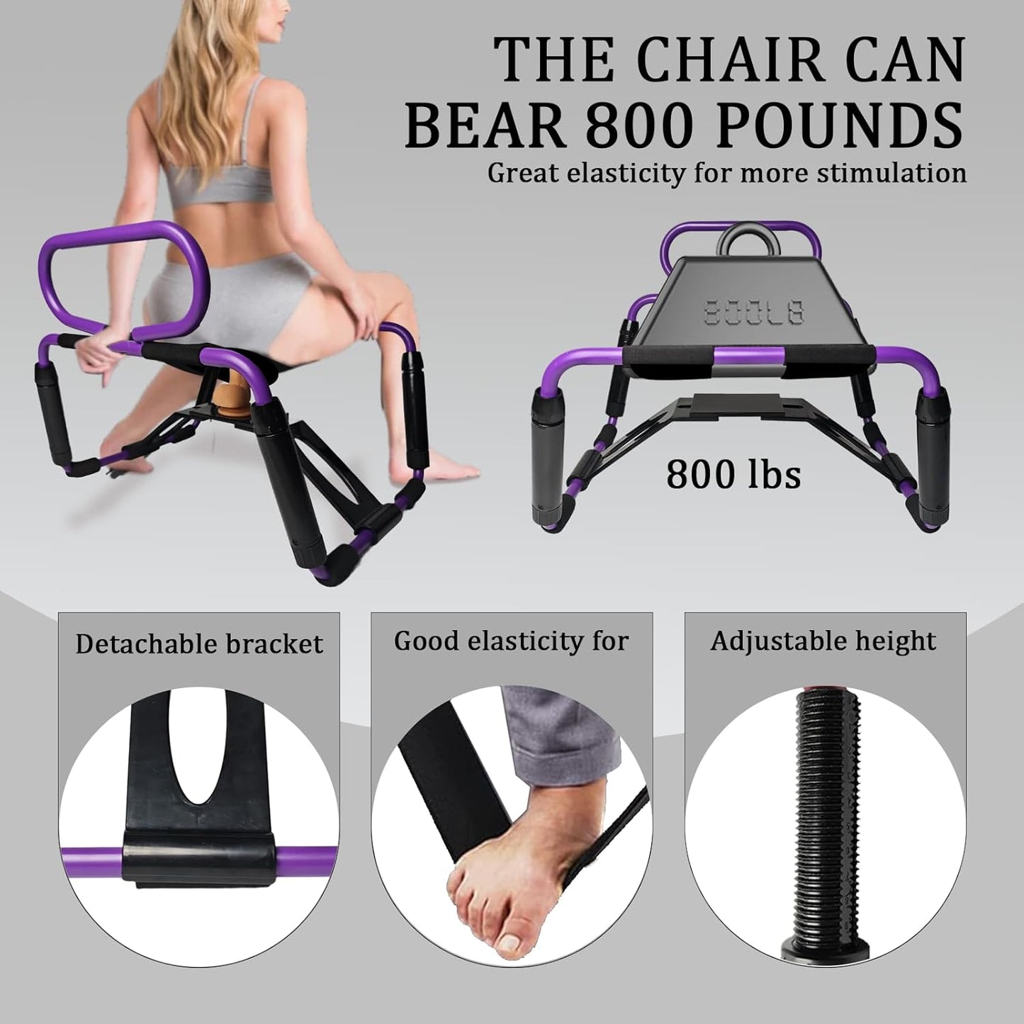 Sillón sexual ajustable RhythmRide con base de rebote y pasamanos