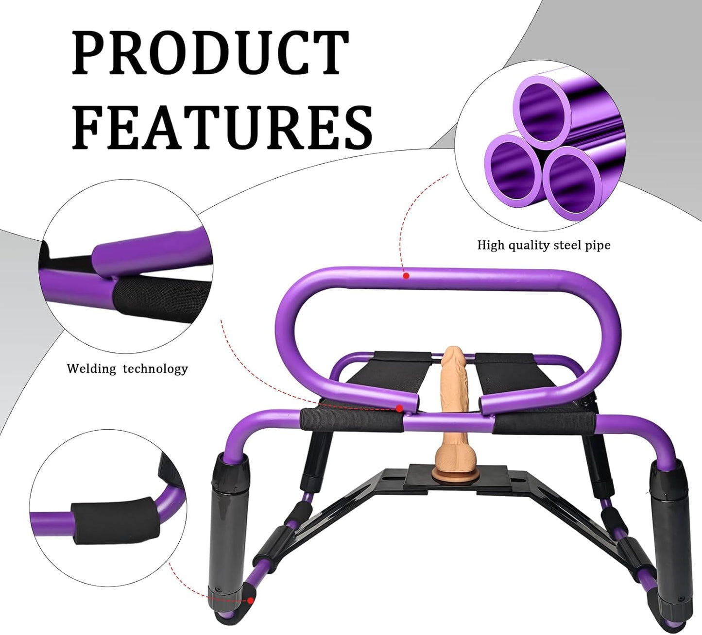 Sillón sexual ajustable RhythmRide con base de rebote y pasamanos