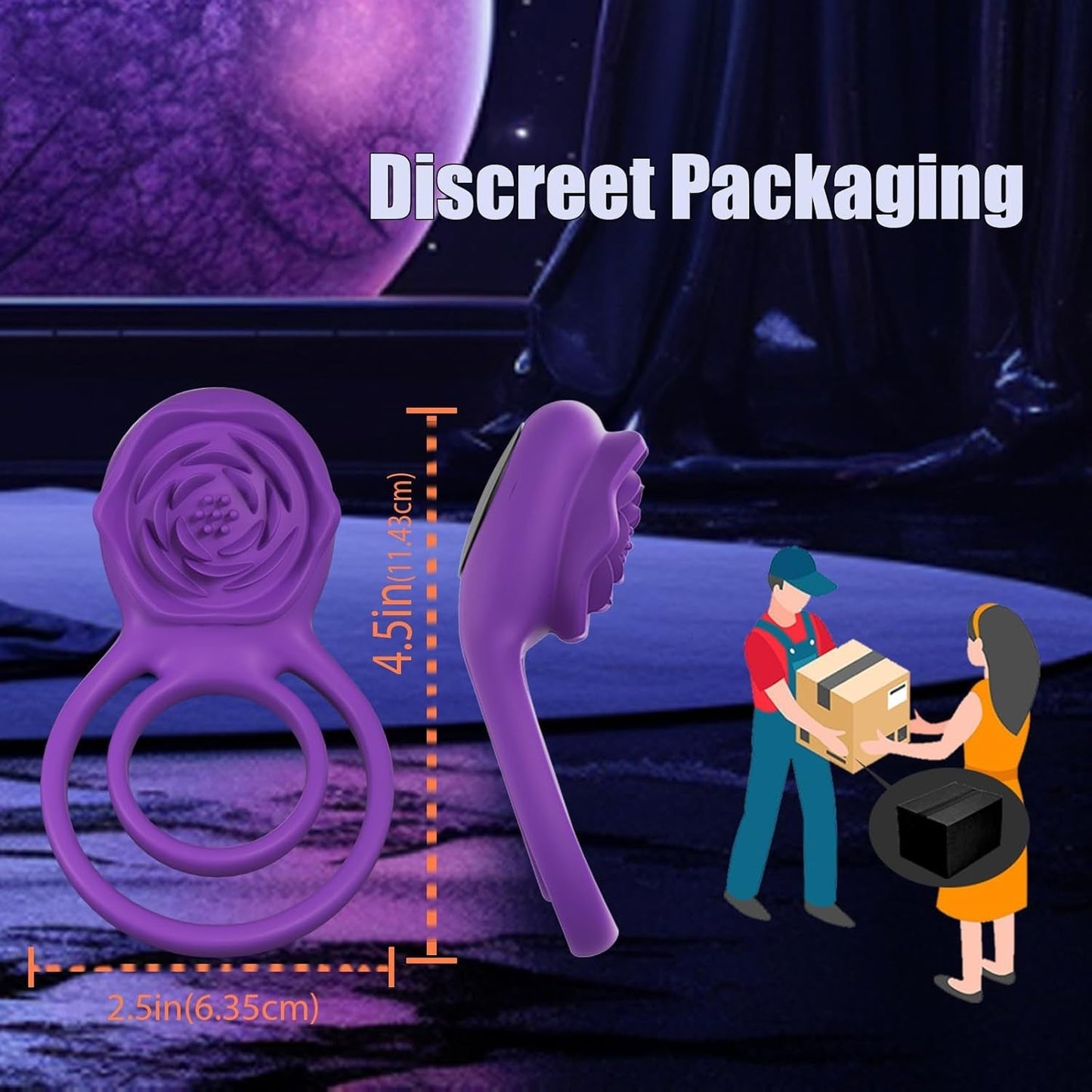 RoseBind Vibrating Dual Cock Ring Rose Clitoral 7 Modes