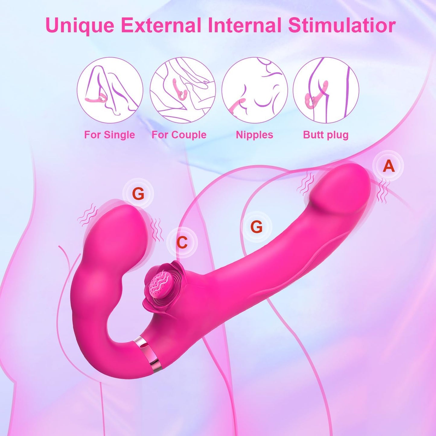 RoseDuo Vibrador de doble dildo sin tirantes