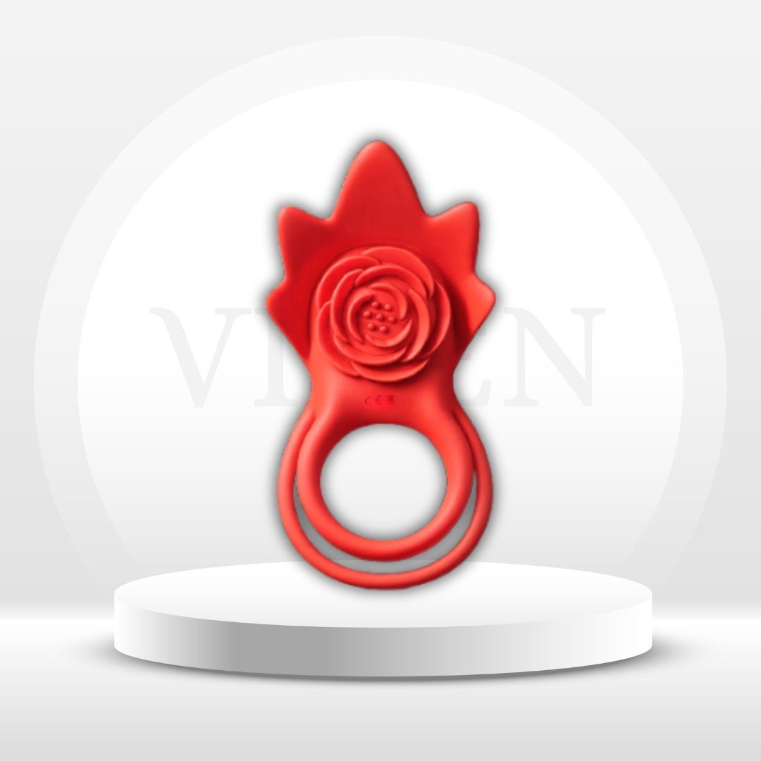 RoseEcho Vibrating Couples Cock Ring Rose AI Sync 9 Modes