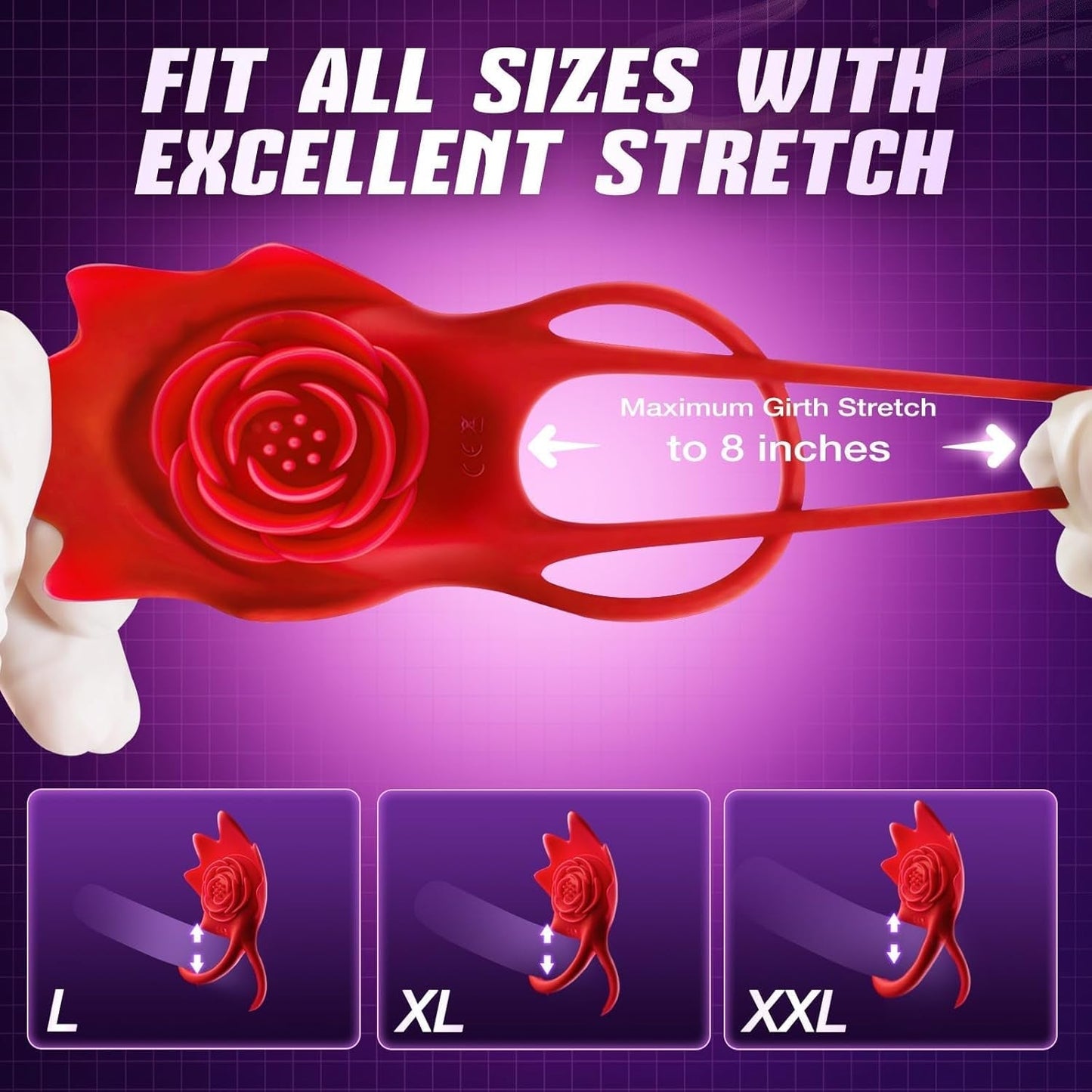RoseEcho Vibrating Couples Cock Ring Rose AI Sync 9 Modes